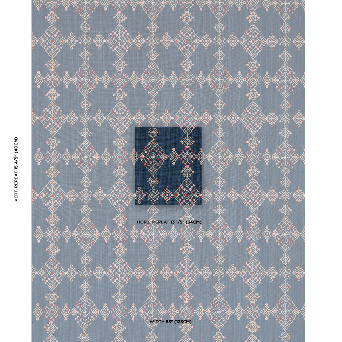 SCHUMACHER  BOHEMIA KALINDI EMBROIDERY EMBROIDERIES EMBROIDERIES INDIGO   - 82081