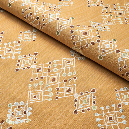 SCHUMACHER FABRIC  BOHEMIA KALINDI EMBROIDERY   SAFFRON   - 82082