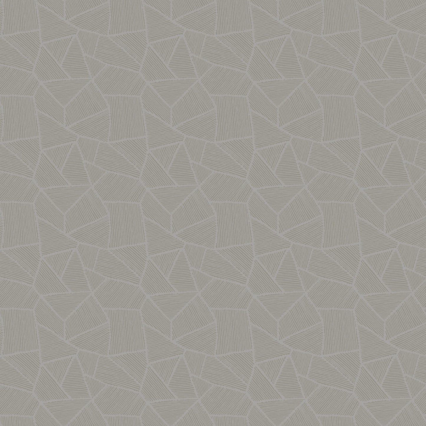 Grey geometric wallpaper with interlocking triangle shapes and fine linear texture.
