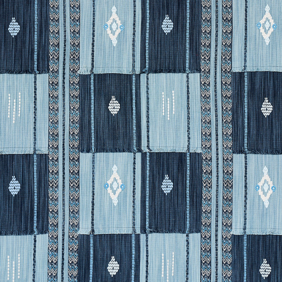 Patchwork woven textile in denim and indigo tones - 82090