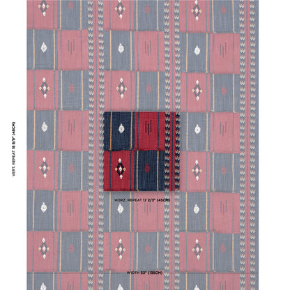 SCHUMACHER  BOHEMIA ARAVALI PATCHWORK PATTERN WOVENS PATTERN WOVENS CERISE AND INK   - 82091