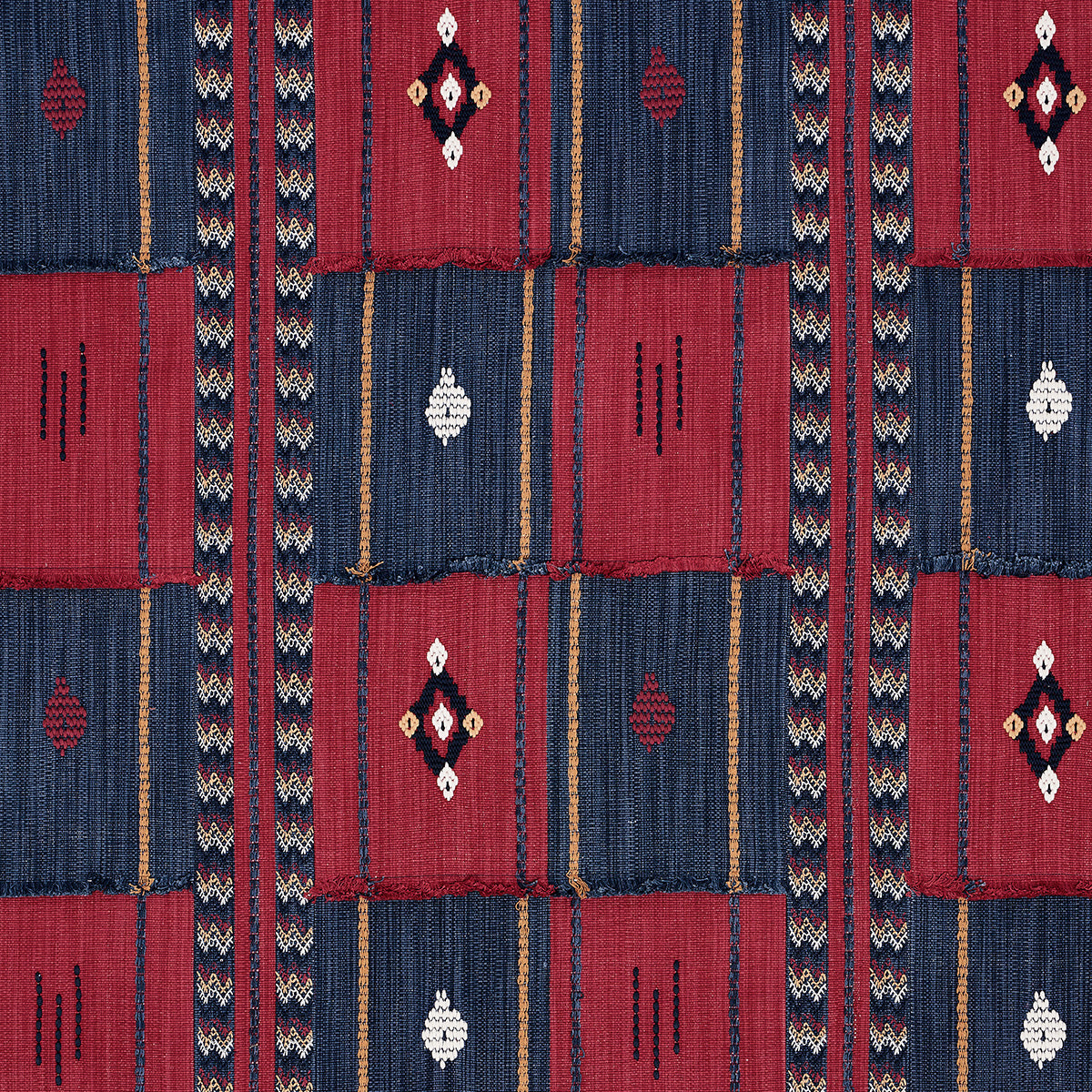 SCHUMACHER  BOHEMIA ARAVALI PATCHWORK PATTERN WOVENS PATTERN WOVENS CERISE AND INK   - 82091