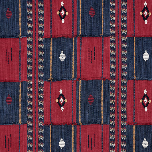 SCHUMACHER  BOHEMIA ARAVALI PATCHWORK PATTERN WOVENS PATTERN WOVENS CERISE AND INK   - 82091