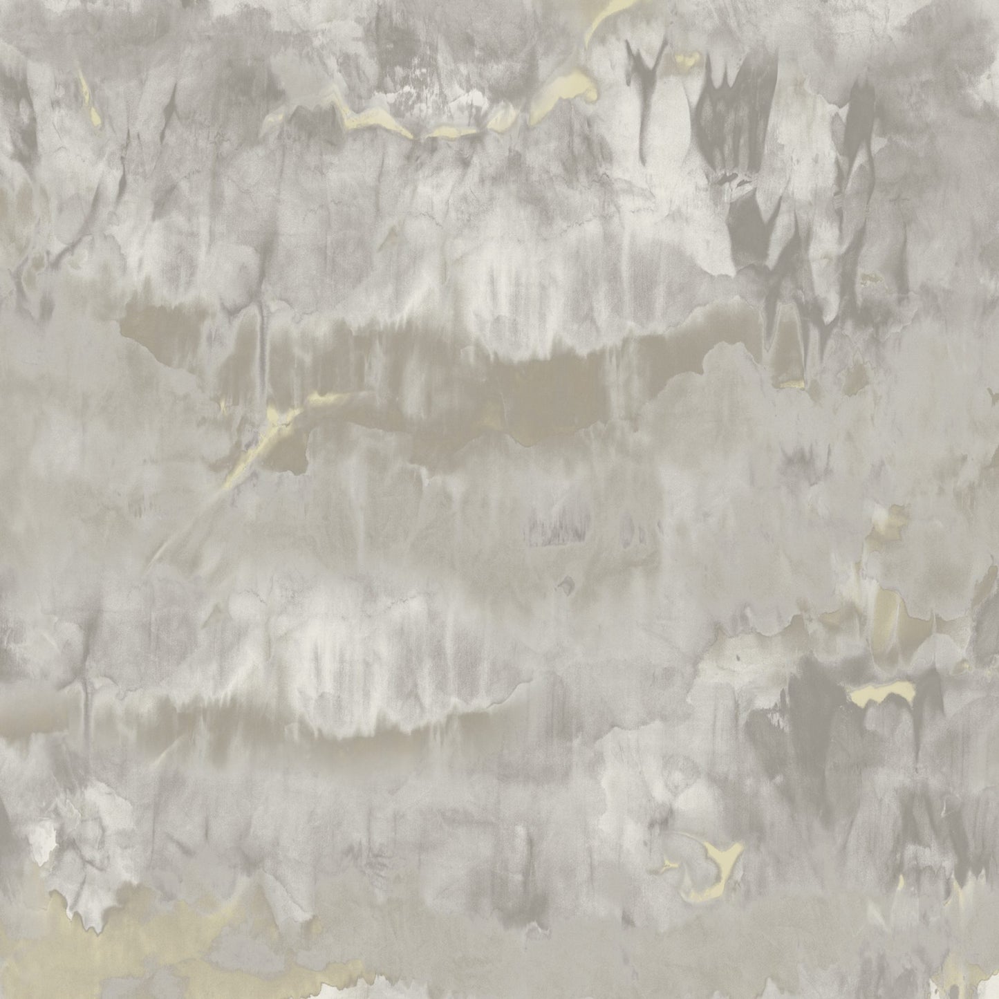 Beige-gray textured wallpaper with soft marbling and pale yellow accents; abstract wall finish.