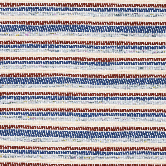 SCHUMACHER  BOHEMIA RAG RUG HAND WOVEN STRIPE PATTERN WOVENS PATTERN WOVENS INDIGO , MOCHA   - 82100