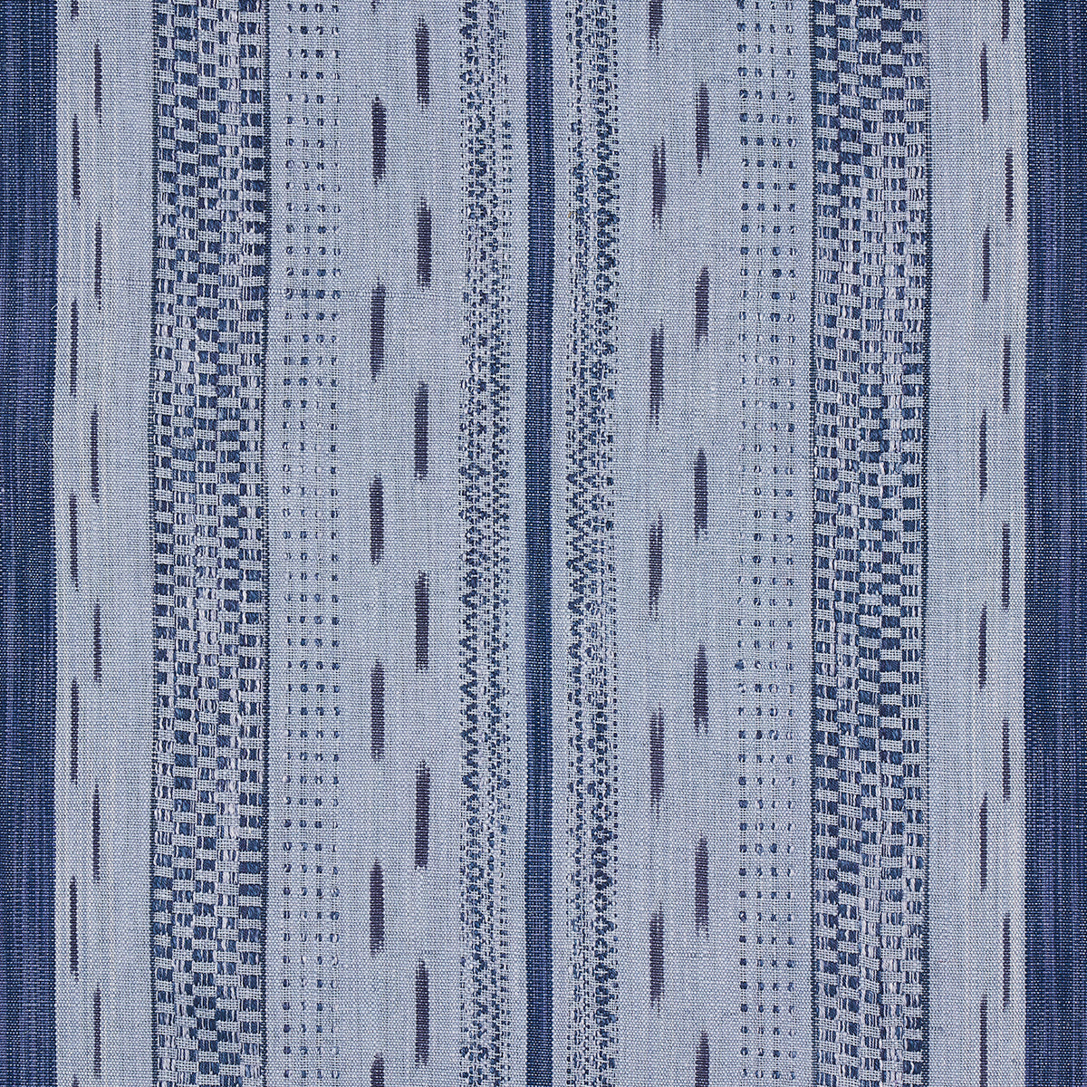 SCHUMACHER  BOHEMIA MIRZA IKAT STRIPE PATTERN WOVENS PATTERN WOVENS INDIGO ON CHAMBRAY   - 82112