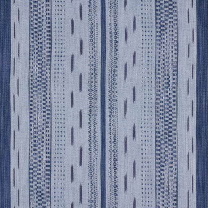 SCHUMACHER  BOHEMIA MIRZA IKAT STRIPE PATTERN WOVENS PATTERN WOVENS INDIGO ON CHAMBRAY   - 82112
