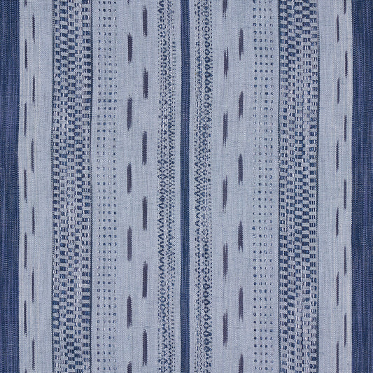 SCHUMACHER  BOHEMIA MIRZA IKAT STRIPE PATTERN WOVENS PATTERN WOVENS INDIGO ON CHAMBRAY   - 82112