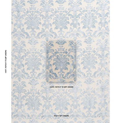 SCHUMACHER  CUT & PATTERNED VELVETS LIMBOURG DAMASK VELVET   Sky   - 82160