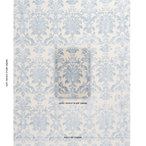 SCHUMACHER  CUT & PATTERNED VELVETS LIMBOURG DAMASK VELVET   Sky   - 82160