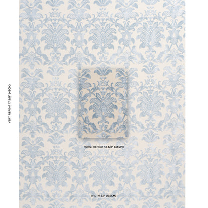 SCHUMACHER  CUT & PATTERNED VELVETS LIMBOURG DAMASK VELVET   Sky   - 82160