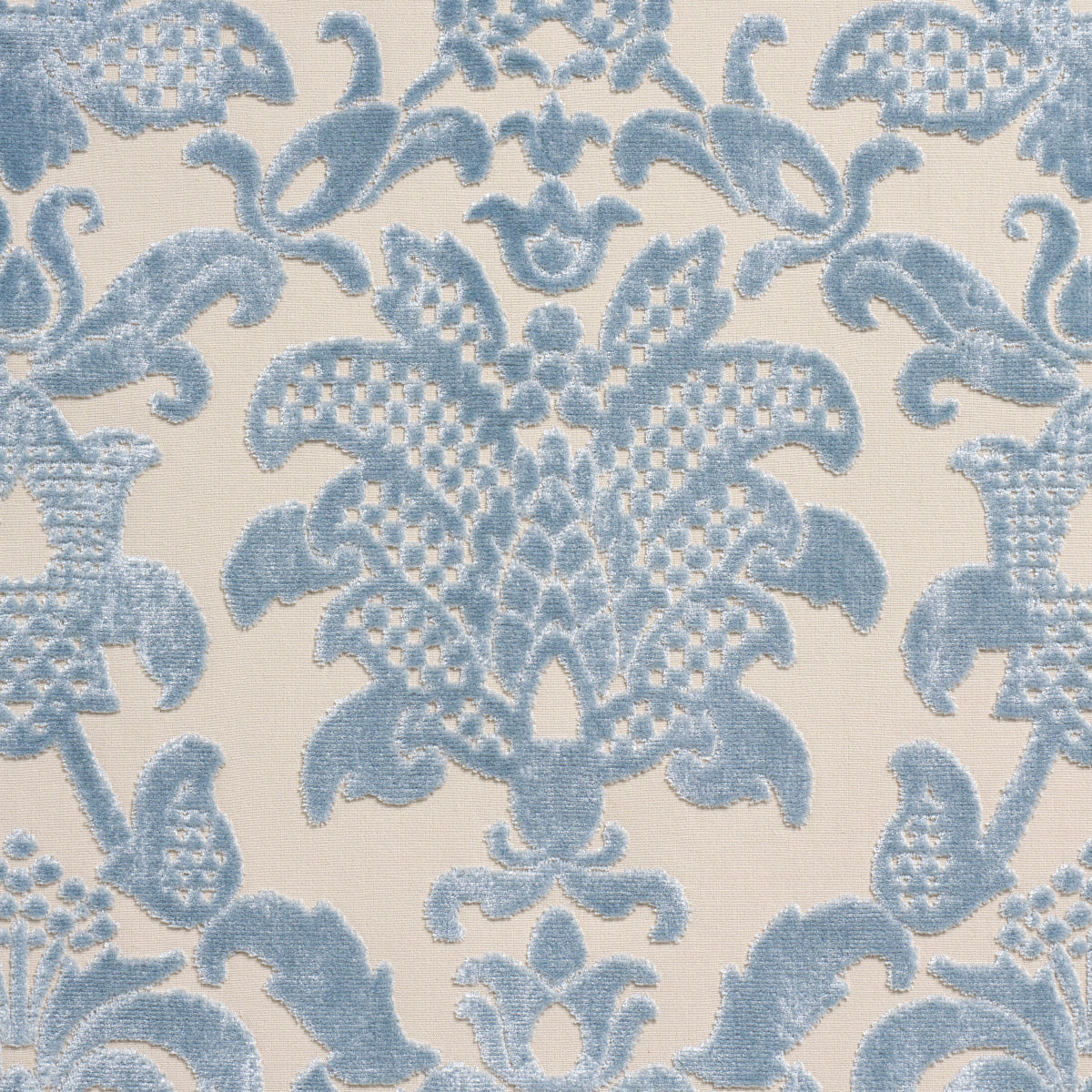 SCHUMACHER  CUT & PATTERNED VELVETS LIMBOURG DAMASK VELVET   Sky   - 82160