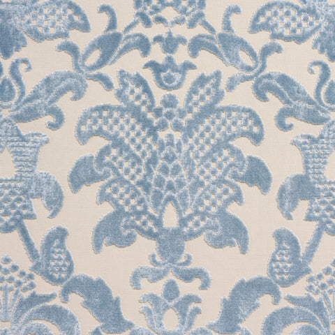 SCHUMACHER  CUT & PATTERNED VELVETS LIMBOURG DAMASK VELVET   Sky   - 82160