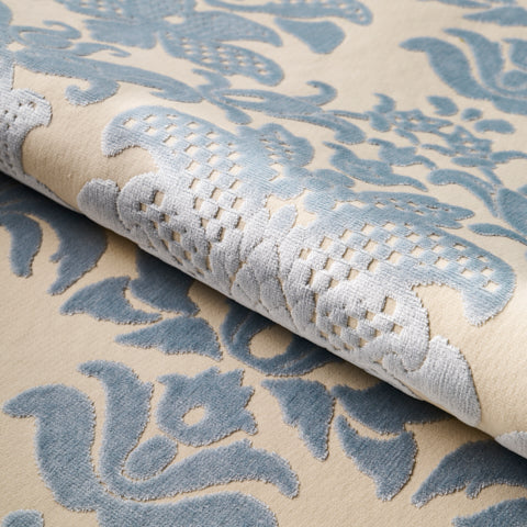 SCHUMACHER  CUT & PATTERNED VELVETS LIMBOURG DAMASK VELVET   Sky   - 82160