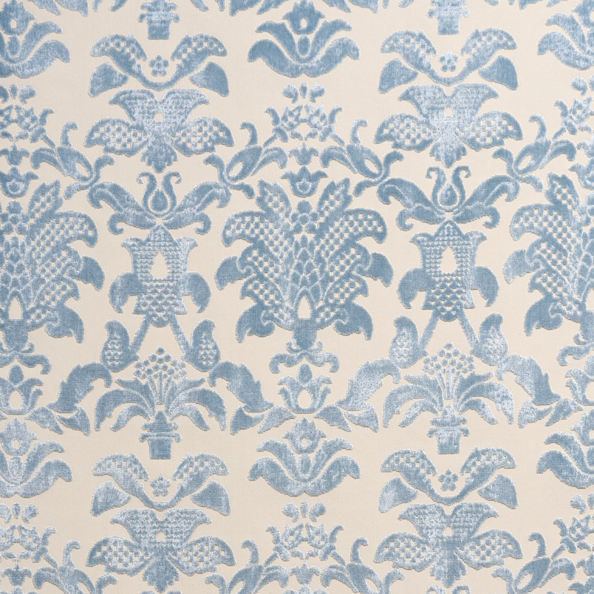SCHUMACHER  CUT & PATTERNED VELVETS LIMBOURG DAMASK VELVET   Sky   - 82160