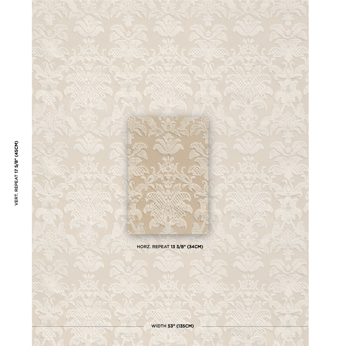 SCHUMACHER  CUT & PATTERNED VELVETS LIMBOURG DAMASK VELVET   Pearl   - 82161