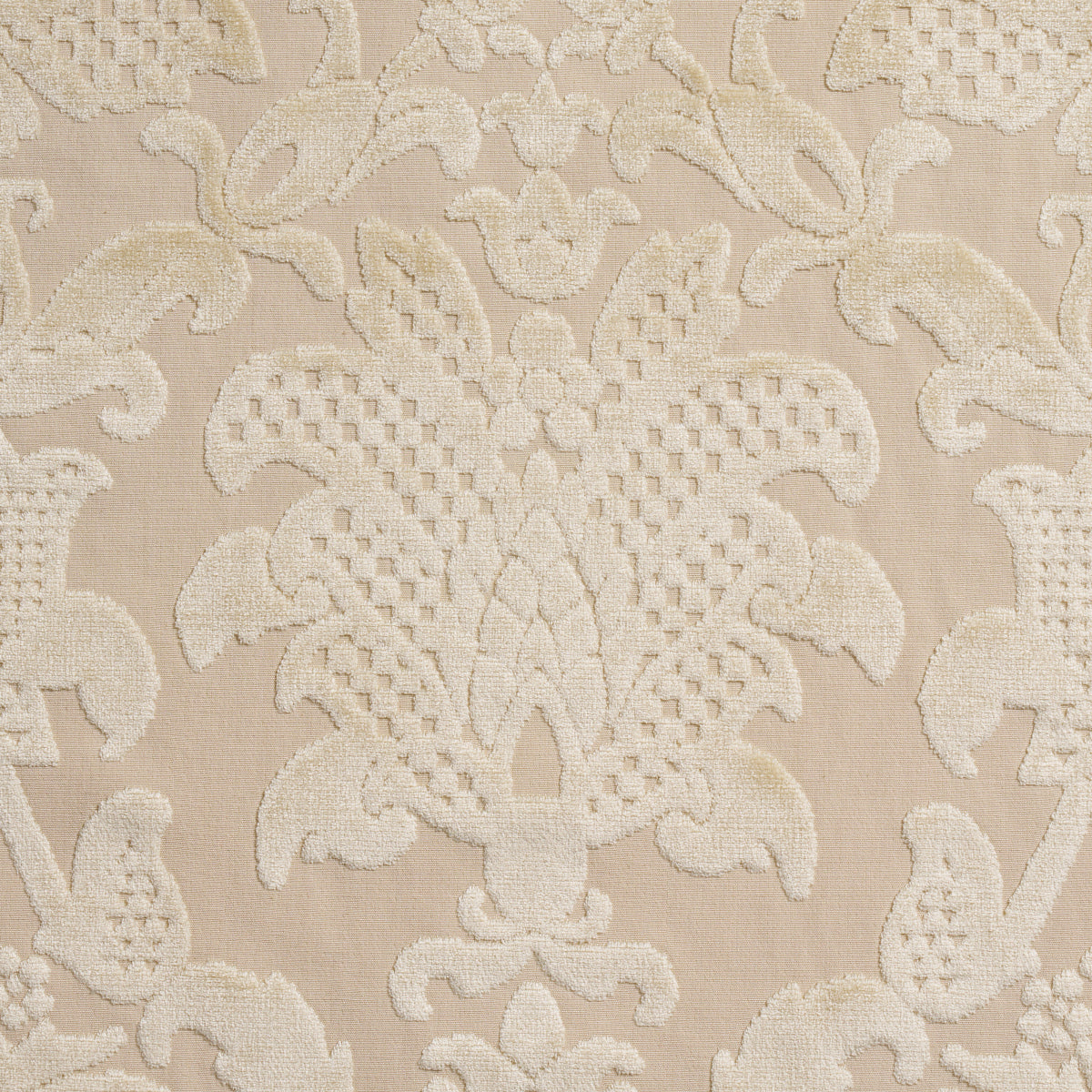 SCHUMACHER  CUT & PATTERNED VELVETS LIMBOURG DAMASK VELVET   Pearl   - 82161