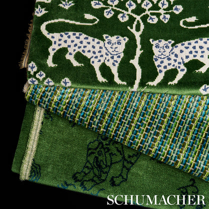 SCHUMACHER FABRIC  CUT & PATTERNED VELVETS KINABALU VELVET   EMERALD   - 82171