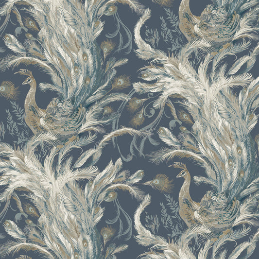 JF Fabrics -Wallpaper 8217 69 Wallpaper Blue, Brown, Teal  Non-Woven - 9040669 W9331