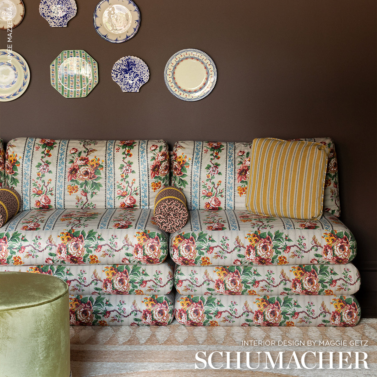 SCHUMACHER  CUT & PATTERNED VELVETS BENSON STRIPE �PINGL�   Saffron   - 82182