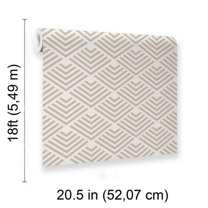 Veer Decor Geometric Chevron Diamond Taupe Peel and Stick Wallpaper Abstract Modern Taupe  Wallpaper - 8228-AE1