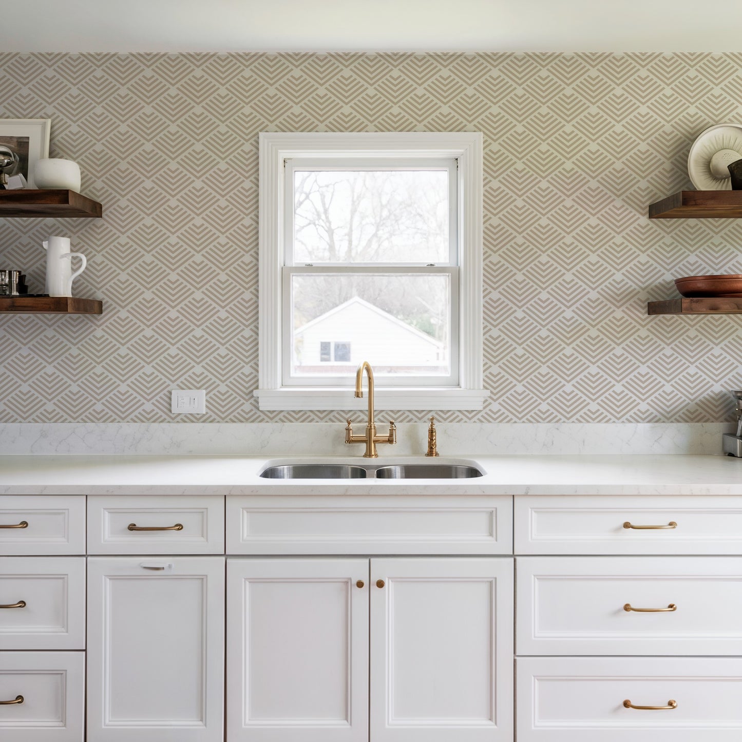 Veer Decor Geometric Chevron Diamond Taupe Peel and Stick Wallpaper Abstract Modern Taupe  Wallpaper - 8228-AE1