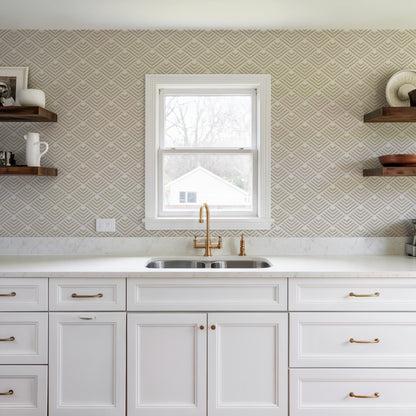 Veer Decor Geometric Chevron Diamond Taupe Peel and Stick Wallpaper Abstract Modern Taupe  Wallpaper - 8228-AE1