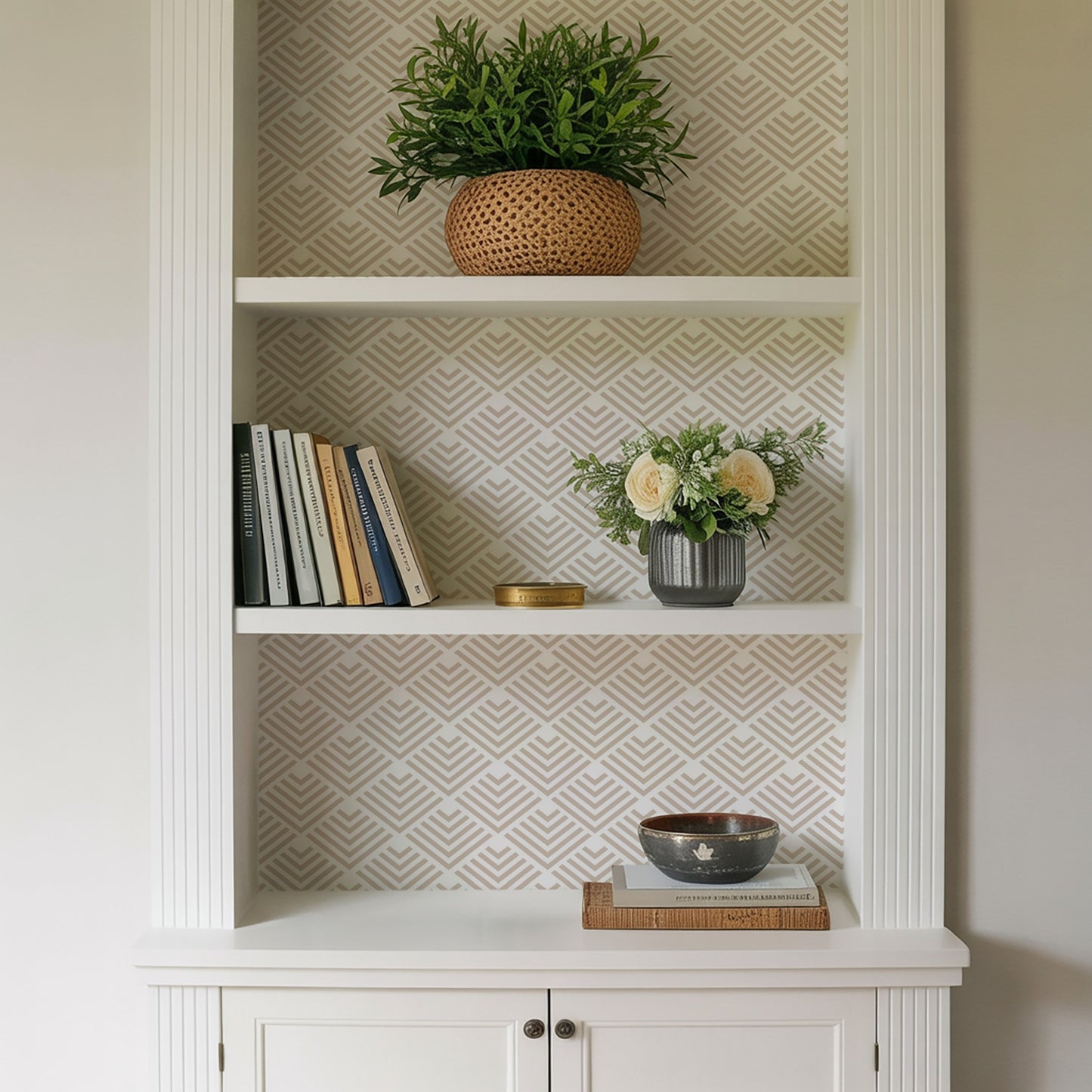 Veer Decor Geometric Chevron Diamond Taupe Peel and Stick Wallpaper Abstract Modern Taupe  Wallpaper - 8228-AE1