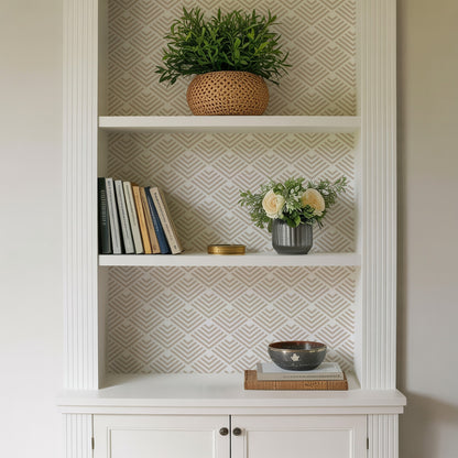 Veer Decor Geometric Chevron Diamond Taupe Peel and Stick Wallpaper Abstract Modern Taupe  Wallpaper - 8228-AE1