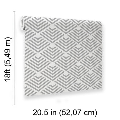 Veer Decor Geometric Chevron Diamond Gray Peel and Stick Wallpaper Abstract Modern Gray  Wallpaper - 8228-AE2