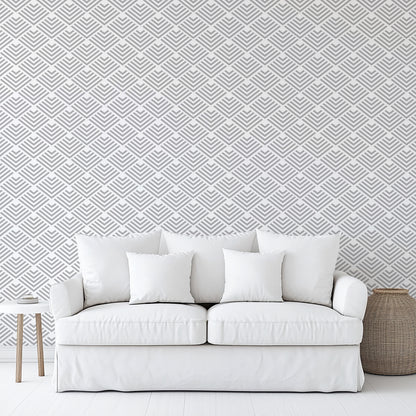 Veer Decor Geometric Chevron Diamond Gray Peel and Stick Wallpaper Abstract Modern Gray  Wallpaper - 8228-AE2