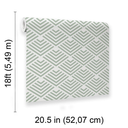Veer Decor Geometric Chevron Diamond Green Peel and Stick Wallpaper Abstract Modern Green  Wallpaper - 8228-AE3