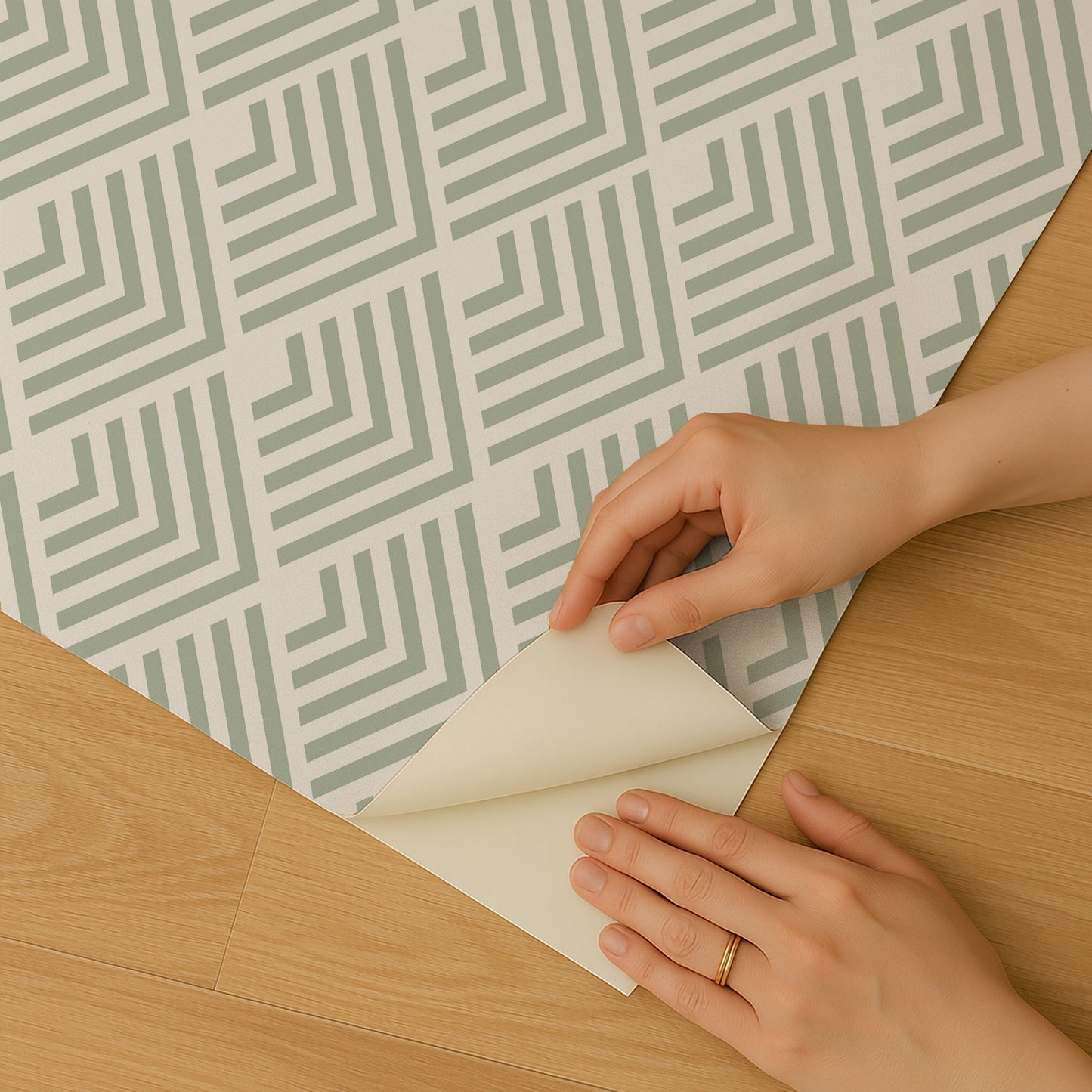 Veer Decor Geometric Chevron Diamond Green Peel and Stick Wallpaper Abstract Modern Green  Wallpaper - 8228-AE3