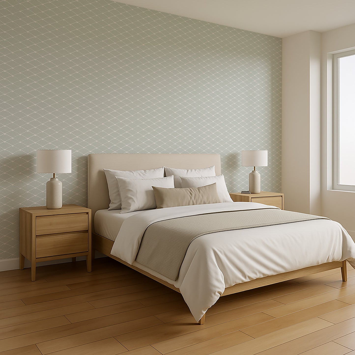 Veer Decor Geometric Chevron Diamond Green Peel and Stick Wallpaper Abstract Modern Green  Wallpaper - 8228-AE3