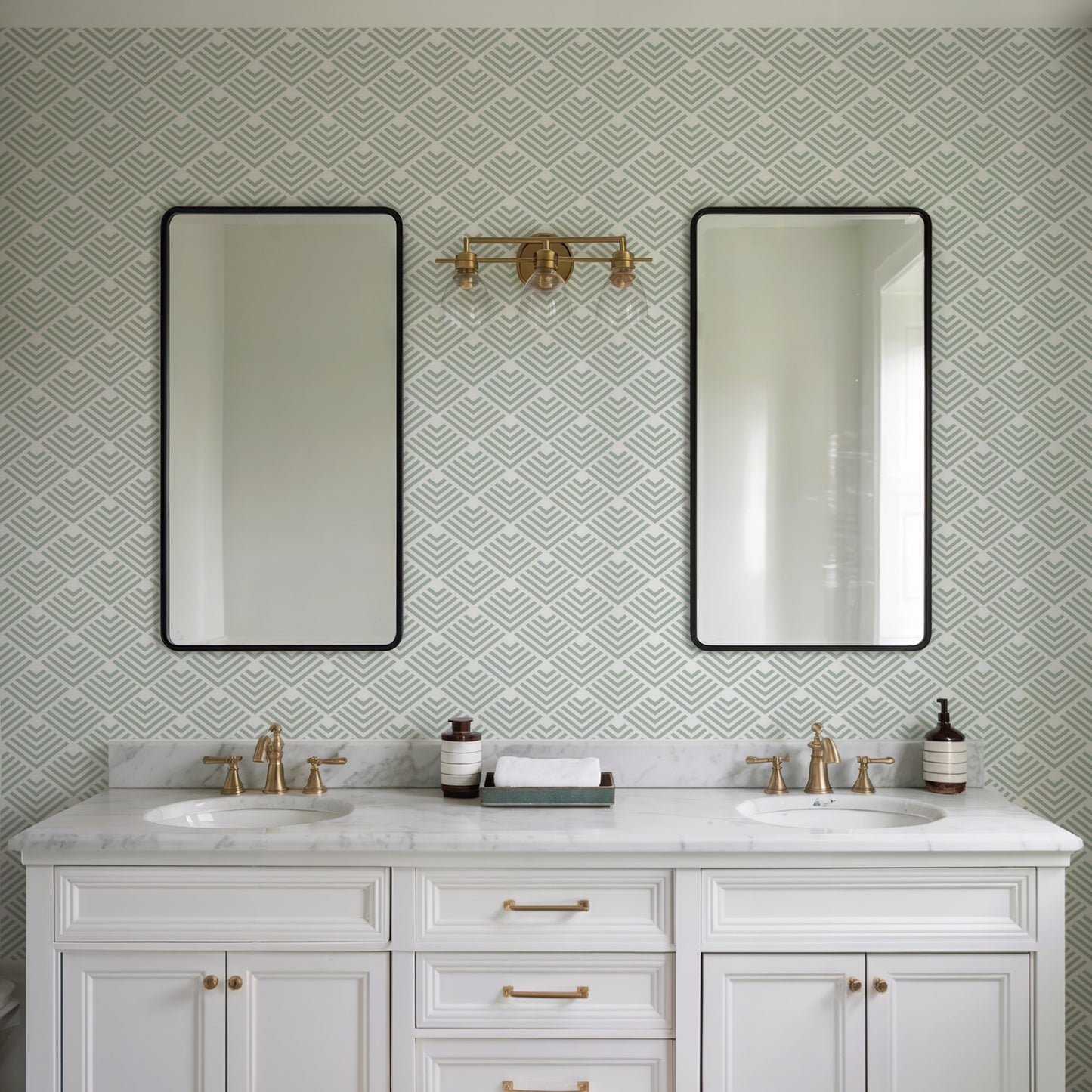 Veer Decor Geometric Chevron Diamond Green Peel and Stick Wallpaper Abstract Modern Green  Wallpaper - 8228-AE3