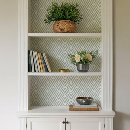 Veer Decor Geometric Chevron Diamond Green Peel and Stick Wallpaper Abstract Modern Green  Wallpaper - 8228-AE3