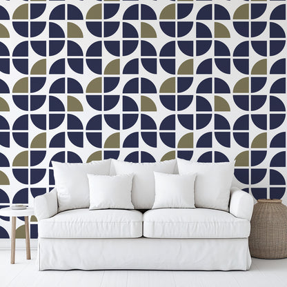 Veer Decor Mod Geo Crescents Navy Peel and Stick Wallpaper Abstract Modern Navy  Wallpaper - 8228-AH1