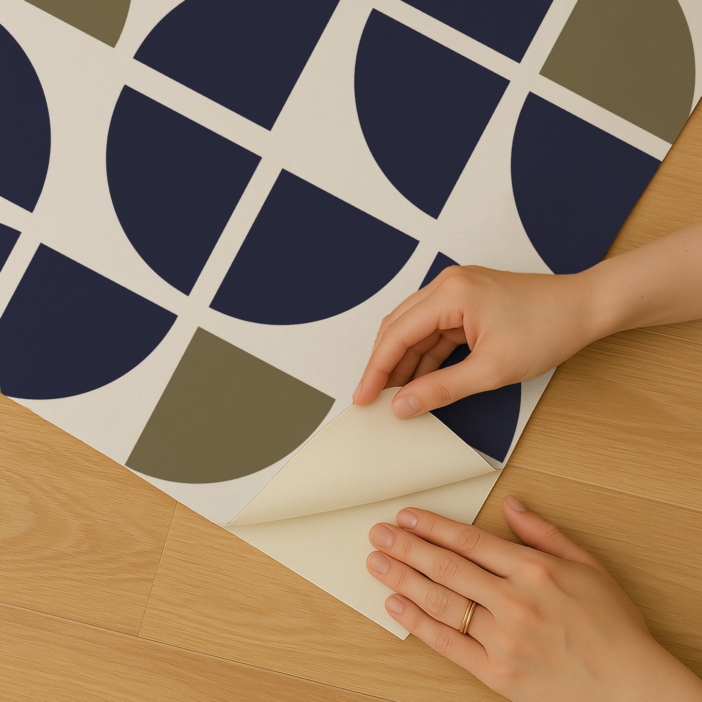 Veer Decor Mod Geo Crescents Navy Peel and Stick Wallpaper Abstract Modern Navy  Wallpaper - 8228-AH1