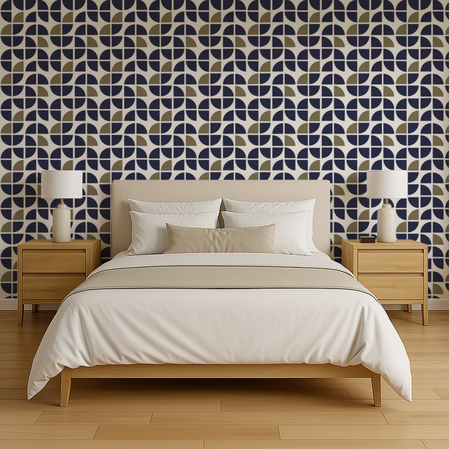 Veer Decor Mod Geo Crescents Navy Peel and Stick Wallpaper Abstract Modern Navy  Wallpaper - 8228-AH1