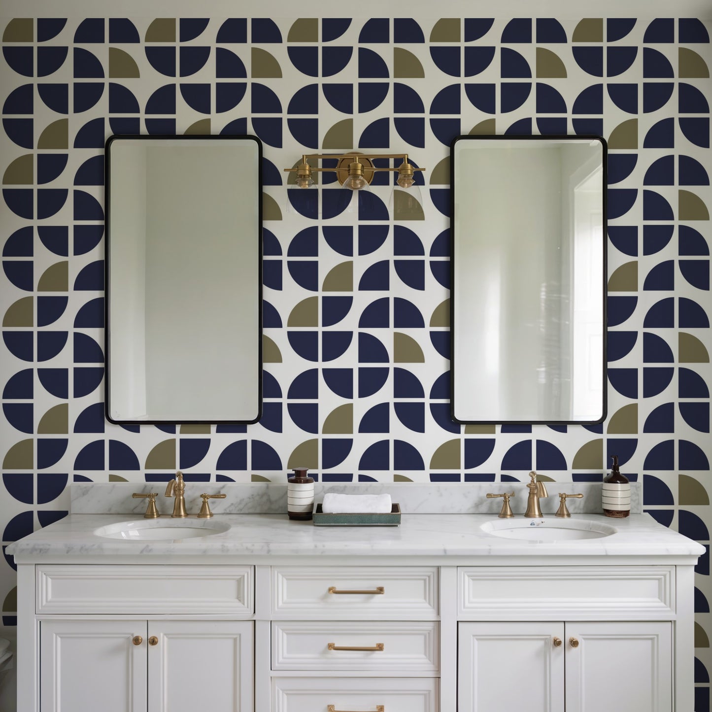 Veer Decor Mod Geo Crescents Navy Peel and Stick Wallpaper Abstract Modern Navy  Wallpaper - 8228-AH1