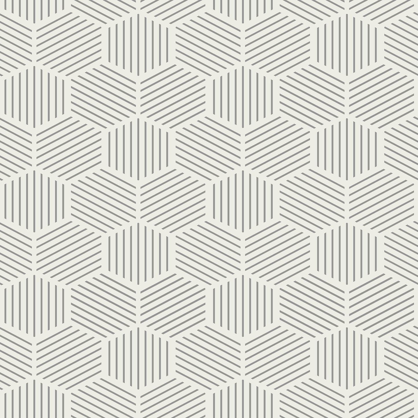 Gray striped hexagonal mosaic wallpaper with repeating hexagon pattern; peel and stick.