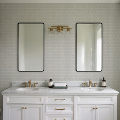 Striped hexagonal mosaic gray peel-and-stick wallpaper, abstract modern gray design.