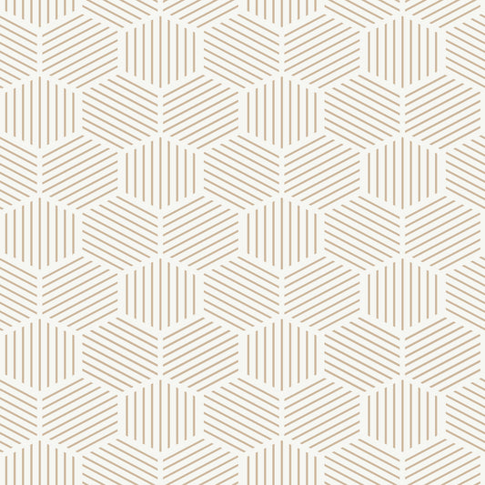 Veer Decor Striped Hexagonal Mosaic Taupe Peel and Stick Wallpaper Abstract Modern Taupe  Wallpaper - 8228-AI3