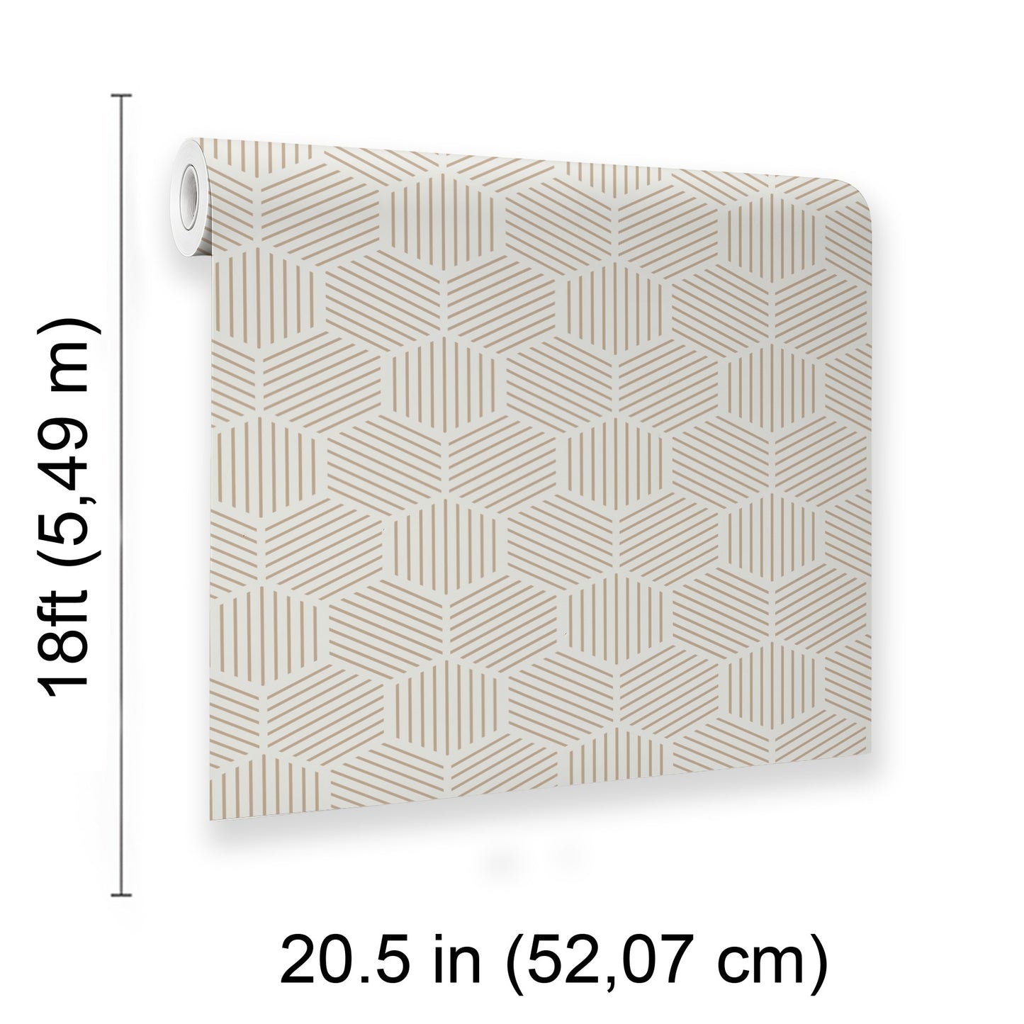 Veer Decor Striped Hexagonal Mosaic Taupe Peel and Stick Wallpaper Abstract Modern Taupe  Wallpaper - 8228-AI3