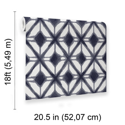 Veer Decor Shibori Geometric Navy Peel and Stick Wallpaper Abstract Modern Navy  Wallpaper - 8228-AJ1