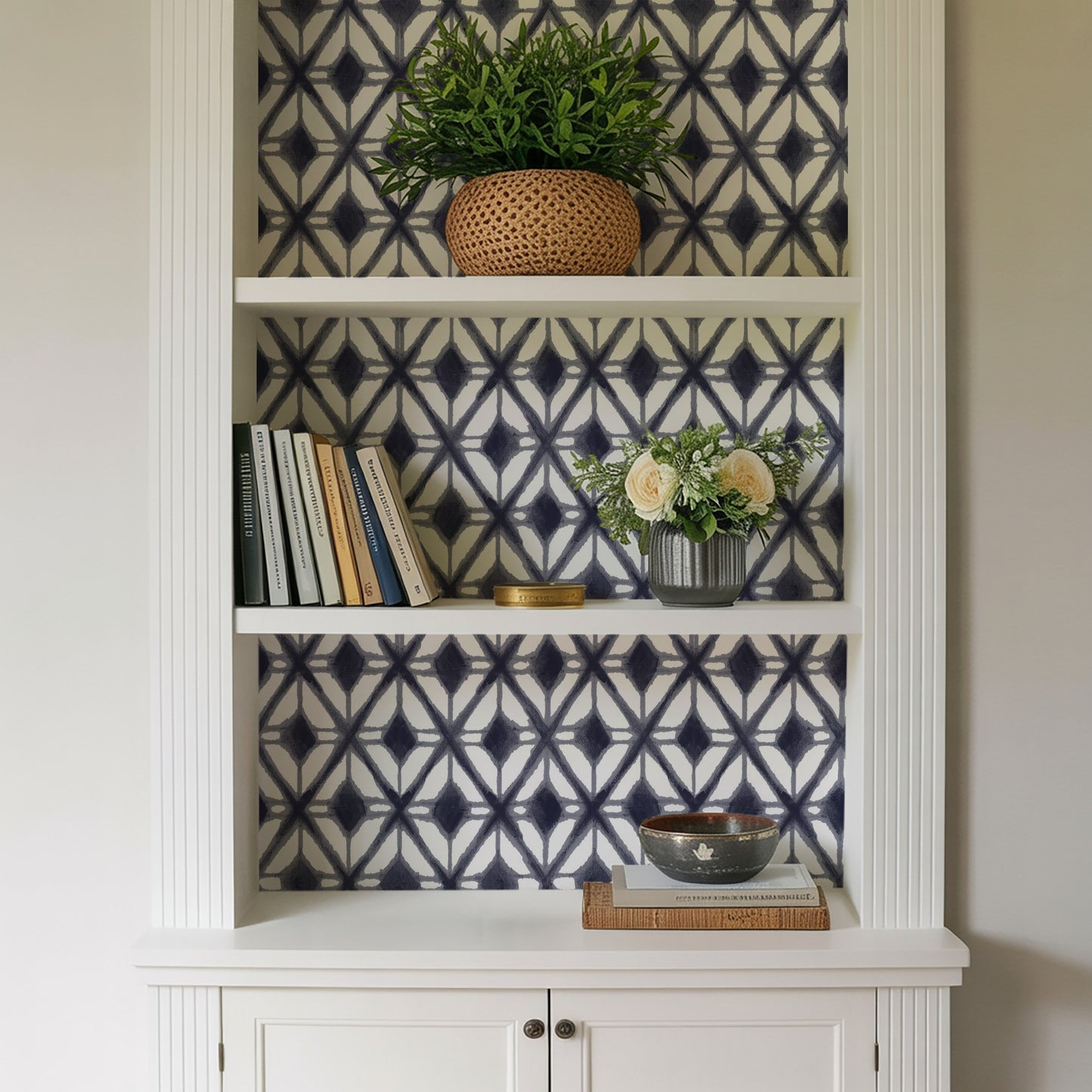 Veer Decor Shibori Geometric Navy Peel and Stick Wallpaper Abstract Modern Navy  Wallpaper - 8228-AJ1