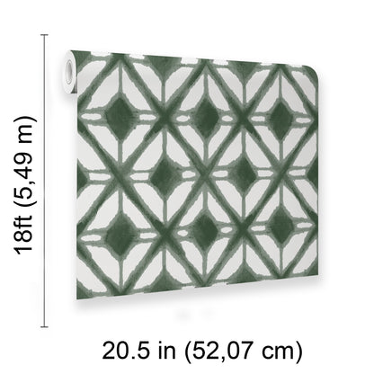Veer Decor Shibori Geometric Green Peel and Stick Wallpaper Abstract Modern Green  Wallpaper - 8228-AJ3