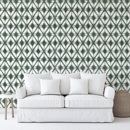 Veer Decor Shibori Geometric Green Peel and Stick Wallpaper Abstract Modern Green  Wallpaper - 8228-AJ3