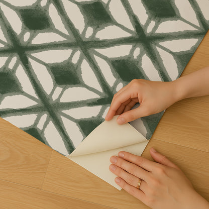 Veer Decor Shibori Geometric Green Peel and Stick Wallpaper Abstract Modern Green  Wallpaper - 8228-AJ3