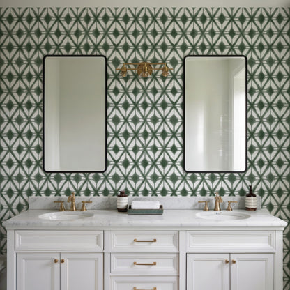Veer Decor Shibori Geometric Green Peel and Stick Wallpaper Abstract Modern Green  Wallpaper - 8228-AJ3